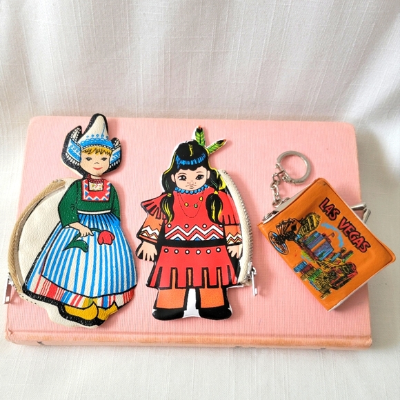 Vintage Coin Purse Lot of 3 Swedish Girl, Native Girl & Las Vegas - Picture 3 of 12